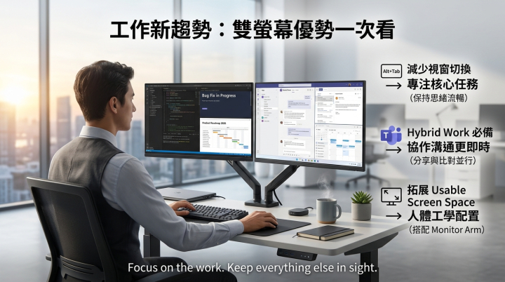 工作新趨勢：雙螢幕優勢一次看